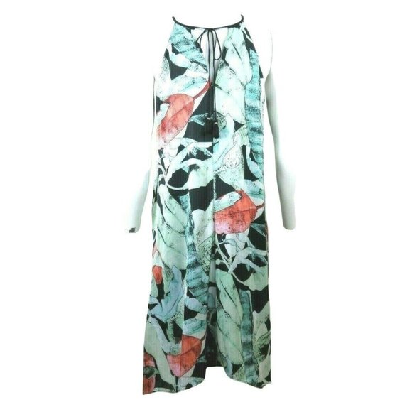 Lauren Conrad Silky Tropical Slip Dress M Midi Floral Beachy Summer New - Picture 6 of 12